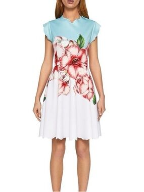 Ted Baker ‘Maevea’ Nectar Floral Scalloped Skater Dress